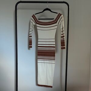 Striped Brown and Cream Women's Dress